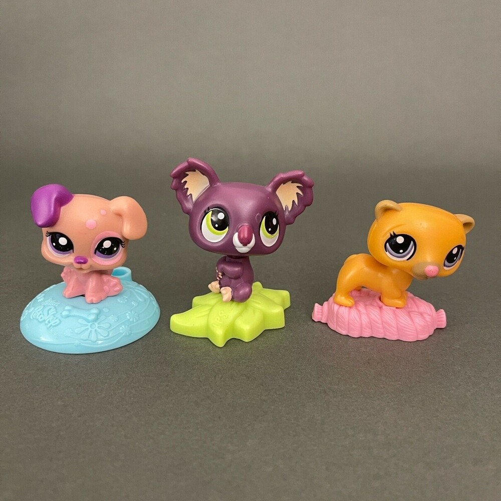 McDonalds LPS Littlest Pet Shop Hasbro Figure Dog Koala Bear Ferret Lot of 3
